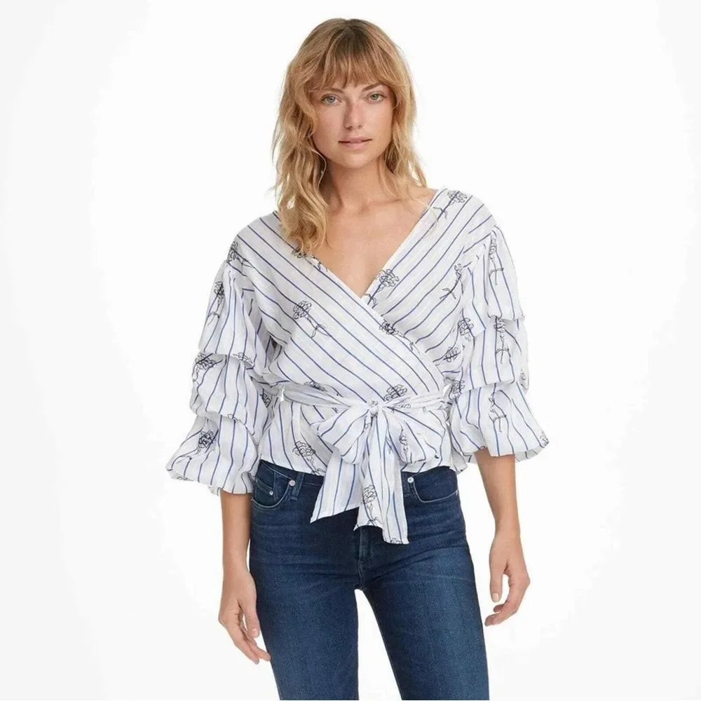 Club Monaco Bindell Ruffle Wrap Blouse Size Small